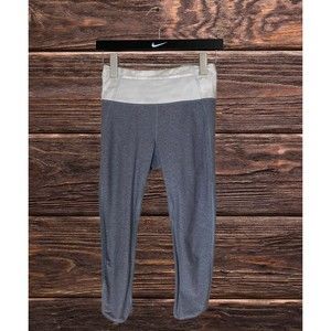Lululemon Crop Leggings Dark Grey White Waist Band